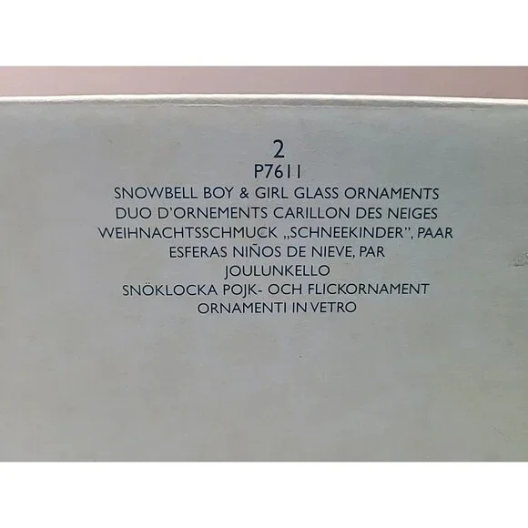 Partylite Snowman Glass Christmas Ornaments Snowbell Boy & Girl Set - Picture 5 of 5